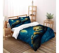 DICENOR Ciel de Nuit Paresseux - Parure De Lit Animaux Set Housse De Couette 3 Pièces pour Jeunes -Couette avec Fermetures Éclair Double（200x200cm）