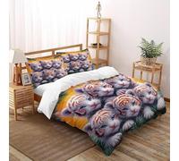 DICENOR Petits Tigres pin - Parure De Lit Animaux Mignons Set Housse De Couette 3 Pièces pour Jeunes -Couette avec Fermetures Éclair King（220x240cm）