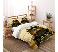 DICENOR Voitures Vintage désert - Parure De Lit Camion Set Housse De Couette 3 Pièces pour Jeunes -2 avec Taie d'oreiller(50 * 75) King（220x240cm）