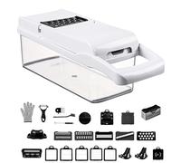 Dicer Coupe-Aliments Mandoline - Hachoir À Légumes Avec Récipient, Et Râpe Avec Récipient, Hachoir Avec Lames Interchangeables En Acier Inoxydable, Broyeur De Concombres Pour Ail Fruits Salad