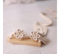 DICHA Accessoires de photographie pour nouveau-né - Siège en macramé en bois pour séance photo de bébé, accessoire photo fait main avec clips pour pose en studio - Bois naturel