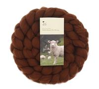 DICHA Laine mérinos Roving - 141,7 g - Dessus en laine 100 % naturelle - Pour feutrage, filage, feutrage à l'aiguille, feutrage humide, bricolage - Rouge cacao