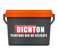 DICHTON Peinture silicate bio 1l Blanc - Peinture murale intérieure pour béton, plâtre, crépi, papier ingrain dans la salle de bain, cuisine, garage - Hypoallergénique, fort pouvoir couvrant D.45W