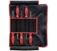 Dick 13092020 Jeu de limes/râpes, manche 2 avec poignée en plastique, 5 pièces dans un sac à roulettes Longueur 200 mm 1 set