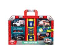 Dickie Toys Micro playset – Modèle fini véhicule d'intervention – 3 voitures SOS, lampe de poche