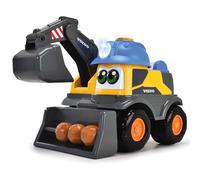 Dickie ABC - Danny Digger - Véhicule Pelleteuse (25 cm) pour Enfants à partir de 2 Ans - Véhicule Volvo motorisé pour travaux avec Bras Pelleteuse Mobile, Fonctions Jouet, lumière et Son (204114013)