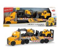Dickie Toys Camion Mack/Volvo 203729012– 70cm, 2 véhicules, pelleteuse/chargeur, lumière & son Jaune