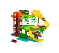 Dickie Toys - Circuit de Course Jungle Garage (50 x 55 x 32 cm) avec Voiture Jouet en métal - Parking sur 3 étages avec Ascenseur et Tunnel, autoroute Jouet pour Enfants à partir de 3 Ans