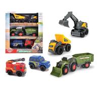 Dickie - Pack Micro Véhicules 8cm - 5 véhicules - Univers Dickie - Construction, SOS, Tracteur - 203742016