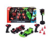 Dickie - Radio Commandée Pack Double Voiture de Course - 18 cm - Fonctions de Pilotage, 4 Roues Motrices - Feux Tricolores et Cônes de Signalisation Inclus - A Partir de 4 Ans