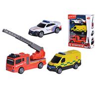 Dickie Toys 203712015014 - SOS Team Set Belgique, Voiture de Police, Ambulance, Camion de Pompier, à partir de 3 Ans