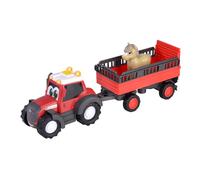 Dickie Toys ABC Massey Ferguson Tracteur pour enfants à partir de 1 an (30 cm) - Tracteur de ferme avec remorque d'animaux et cheval, jouet pour encourager la motricité avec pièces mobiles, lumière et