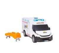 Dickie Toys Ambulance IVECO UME 18 cm, Ambulance de Jouet, lumière et Son, Roue avec Rotation Libre, avec civière, véhicule Jouet Enfants à partir de 3 Ans (203713014SI5)