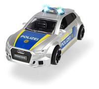 Dickie Toys - Audi RS3 - Voiture de police de 15 cm avec barrage routier et pylône, son et lumière, moteur à friction