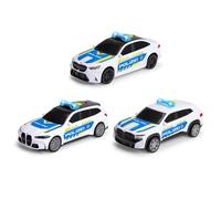 Dickie Toys BMW Police Cars 1:36 (15 cm), Voiture de Police pour Enfants à partir de 3 Ans, Friction, lumière et Son, Try Me, Licence Officielle BMW, 3 Compartiments, sélection aléatoire