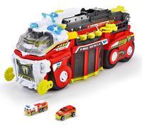 Dickie Toys - Camion de pompier grand (55 cm) - Rescue Hybrids Camion de pompier pour enfants avec fonction d'arrosage, échelle escamotable, son et lumière + 2 petits véhicules