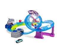 Dickie Toys Circuit de Course White Shark (50 x 55 x 32 cm) avec Voiture Jouet en métal - Autoroute de Requin motorisée avec Boucle, lumière et Son, Jouet pour Enfants à partir de 3 Ans