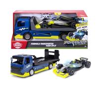 Dickie Toys Formula Transporter Team Split 35 cm, Camion avec Voiture de Course, Voiture Jouet pour Enfants à partir de 3 Ans, avec Friction, lumière et Son, Plate-Forme Extensible, Fonction Try Me