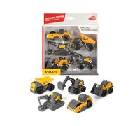 Dickie Toys Lot de 5 jouets Volvo Micro Worker - Pour enfants à partir de 3 ans - Jaune/gris 203722008