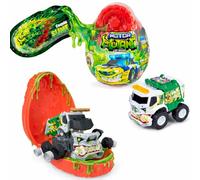 Dickie Toys Motor Mutants - Œuf Surprise - 1 des 10 Voitures à Collectionner à Assembler (8,5 cm) + 20 g de Slime & Feuille à Collectionner - 1 Voiture Rare Possible - Multicolore