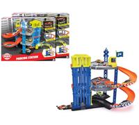 Dickie Toys Parking Station de Jeu (43,5 x 31,5 x 36,5 cm), Parking pour Enfants à partir de 3 Ans, 3 étages, Ascenseur Manuel, réservoir et Station de Chargement, Pont élévateur, 2 Voitures en métal