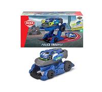 Dickie Toys - Police Trooper (12 cm) - Voiture de Police Robot 2 en 1 pour Enfants à partir de 3 Ans avec Voiture Jouet Amovible (7,5 cm), véhicule Jouet avec Fonctions Cool