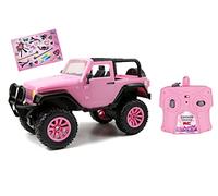Dickie Toys RC Girlmazing Jeep Wrangler Voiture télécommandée RC avec télécommande 2 canaux 2,4 GHz Turbo Autocollant Inclus Rose métallisé Brillant