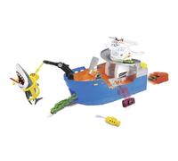 Dickie Toys Shark Attack Bateau Jouet avec poignée de Transport et véhicule et hélicoptère Requin avec Fonction encliquetable sous-Marin écrasable avec Pistolet à Eau Cage de Requin à partir de 3 Ans