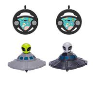 Dickie Toys UFO Bumper Set 2,4 GHz (14 cm), kit de Jeu télécommandé pour Enfants à partir de 6 Ans, Fonction Crash, jusqu'à 6 km/h, 2 télécommandes et 2 OVNI, Noir Gris Vert