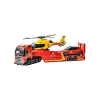 Dickie Toys UME 203717005SI5 Camion de Sauvetage 40 cm, Camion de Jeu, lumière et Son, remorque, Rampe de Lancement, hélicoptère UME et Voiture, Jouet pour Enfants à partir de 3 Ans
