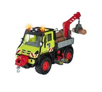 Dickie Toys Jouet transporteur en bois Unimog U530 - treuil électrique, bras de grue, son et lumière