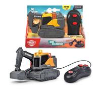 Dickie Toys - Volvo Bagger - 14 cm avec télécommande à fil, pelleteuse jouet télécommandée avec télécommande, lumière & piles, pour enfants à partir de 3 ans, 203722013, Multicolore