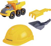 Dickie Toys - Kit de Chantier Volvo Tough Hauler (4 pièces). Grand Camion Benne basculante Jouet (26 cm) avec Casque, Pelle et Tamis à râteau, Jouet de Voiture et de Sable pour Enfants à partir de 3