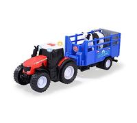 Dickie - Tracteur Massey Ferguson 26cm - Remorque et Accessoires - Fonctions Sonores et Lumineuses - Jouet Enfant - Dès 3 Ans - 203734003