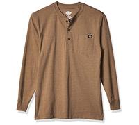 Dickies Big-Tall Long-Sleeve Heavyweight Henley Chemise, Teinture Unique Marron Canard chiné, 3XL Homme