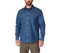 Dickies Chemise à Manches Longues Flex Homme Bouton Bas, Denim délavé Moyen