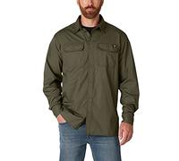 Dickies Flex Ripstop Long Sleeve Shirt Chemise à Bouton Bas, Vert Militaire, S Homme