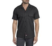 Dickies Chemise de Travail Flex à Manches Courtes Coupe ajustée Bouton Bas, Noir V1, S Homme