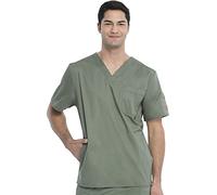 Dickies Chemise médicale GenFlex (Contraste) Youtility col en V pour Homme, Vert Olive, M