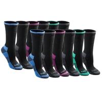 Dickies Dri-Tech Essential Moisture Control Crew Socks, Available in S-XL (6, Chaussette décontractée, Assortiment Noir (12 Paires), 9-13 años (Lot de 24) Femme