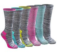 Dickies Dri-Tech Fashion Moisture Control Crew Socks, Available in S-XL (5, 6, 12 Chaussettes, Gris chiné Brillant (6 Paires), L (Lot de 6) Femme