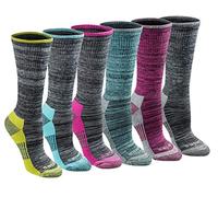 Dickies Dri-Tech Fashion Moisture Control Crew Socks, Available in S-XL (5, 6, 12 Chaussettes, Noir chiné (6 Paires), L (Lot de 6) Femme