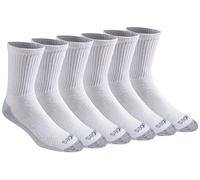 Dickies Chaussettes Dri-tech pour homme avec contrôle de l'humidité et confort, Longueur confortable Blanc (6 paires), M