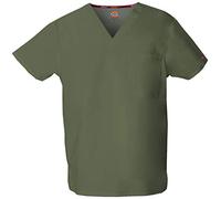 Dickies EDS Signature 83706 Blouse médicale pour Femme et Homme, col en V avec Une Poche en Popeline brossée Douce, Unisexe, Vert Olive, Taille 4XL