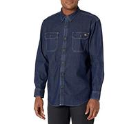Dickies Men's Flex Long Sleeve Shirt Chemise Bouton Bas, Dark Denim Wash, L Homme