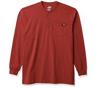 Dickies Long Sleeve Heavyweight Henley Chemise, Marron Garance, S Homme