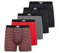 Dickies Lot de 5 boxers pour homme avec pochette, en coton respirant extensible pour homme, Petites rayures, rouge v ritable, noir, gris chin , noir, Large