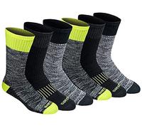 Dickies Men's Big & Tall Dri-tech Moisture Control Crew Socks Multipack, Hi-Vis Green Black Grey (6 Pairs), Shoe Size: 15-17