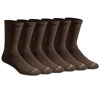 Dickies Men's Dri-tech Moisture Control Crew Socks Multipack, Essential Worker Brown (6 Pairs), Shoe Size: 5-9