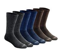 Dickies Men's Dri-tech Moisture Control Crew Socks Multipack, Grey/Blue/Brown (6 Pairs), Shoe Size: 5-9